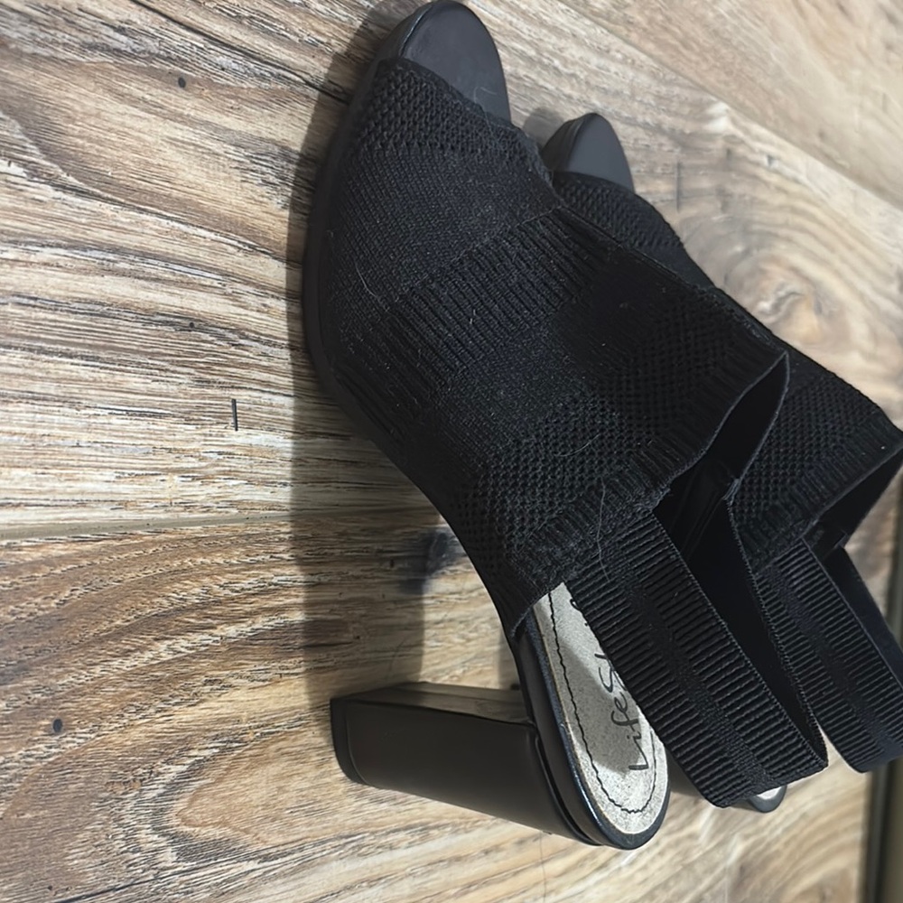 Life Stride Black Slingback Sandals with Wedge Heel - Picture 2 of 4